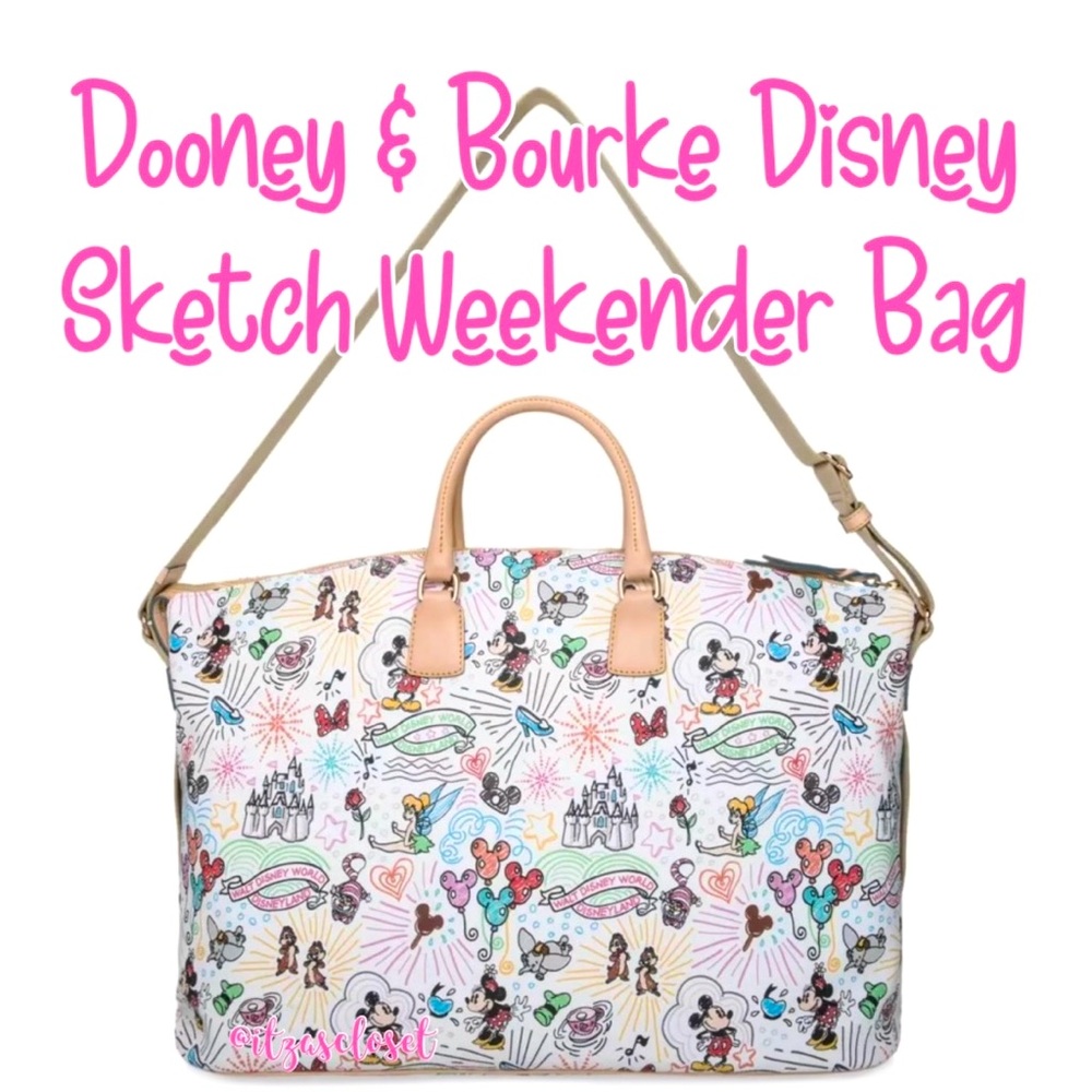 Dooney & Bourke Disney World Sketch Weekender Bag Leather Disneyland Parks NWT